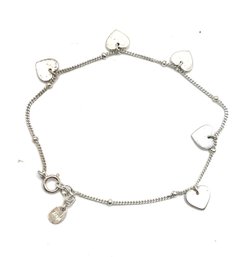 Vintage Sterling Silver Hearts Charm Bracelet