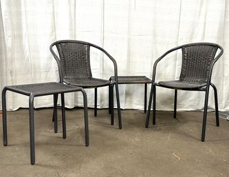 A Pair Of Stacking Outdoor Chairs & Side Tables