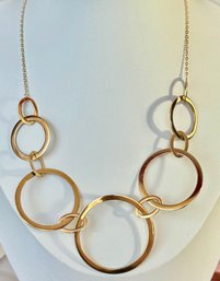 SIGNED ROSS SIMONS GOLD OVER STERLING SILVER MULTI CIRCULAR NECKLACE