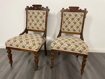 Pair Of Antique Edwardian Upholstered Chairs