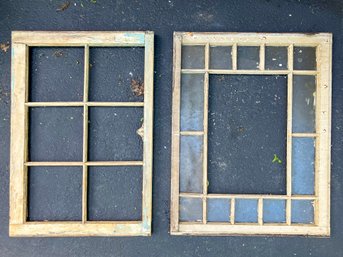 A Pairing Of Antique Window Sashes - Glass Missing IN Some
