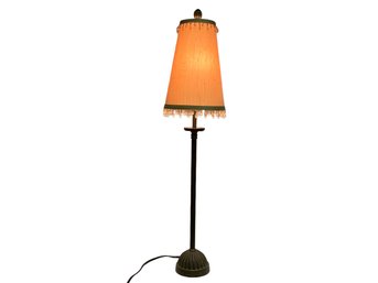 Slim Candlestick Table Lamp With Beaded Shade