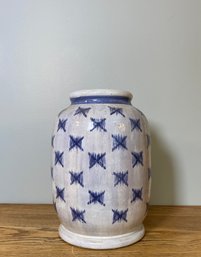 Pottery Barn White With Gaussian Blur Blue X Repeating Pattern