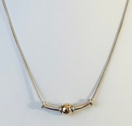 ITAILIAN STERLING SILVER GOLD BALL CAPE COD STYLE SLIDE NECKLACE