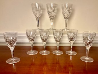 Chantilly Style Cut Crystal Claret Glasses (9)