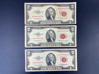 Three 'Red Seal' 1953 $2.00 Bills