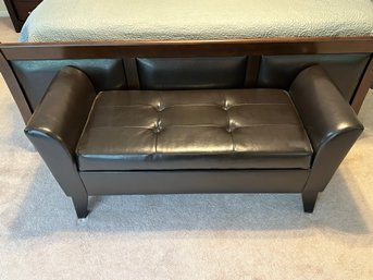 A Storage Bench In Chocolate Brown Faux Leather