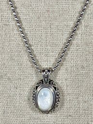 Sterling Silver Chain Necklace Pendant Mother Of Pearl