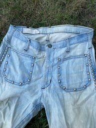 Vintage 1970s Landlubber Bellbottom Jeans With Grommet Trim