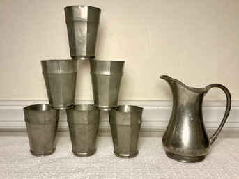 Abercrombie & Fitch Pewter Jug And Vintage Octagonal Cups