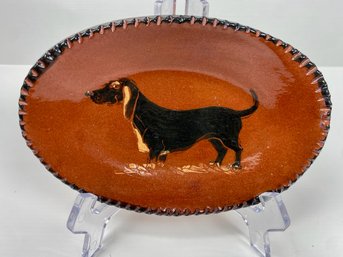 Sandra Fox Redware Dachshund Dog,  2013, Signed