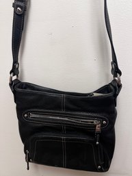 Black Leather Tignanello Cross Body Handbag