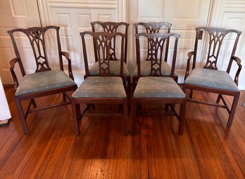 Group Of (6) Chippendale Style Upholstered Dining Chairs - Buyer Originally Paid $6500 For The Set Of Ten