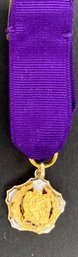 Vintage National Institute Of Social Sciences - 10K Gold & Enamel - Medal With Eagle - Purple Ribbon