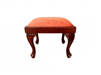 Mahogany Queen Anne Style Footed Stool With Upholstered Seat