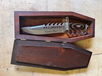 NM 1993 First Production Run SG 583/1500- Frost Cutlery - UNDERTAKER 16' BOWIE KNIFE IN ORIGINAL CASKET BOX