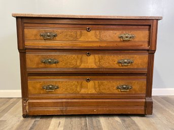 Gorgeous 3-drawer Dresser With Red Marble Top