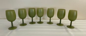 Classic 1970 Frosted Olive Wine Glasses