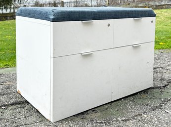 A Custom Modern Office Bench - With Drawers, File Drawers, AND A Cushioned Seat By Innovant Of NY - (1 Of 2)