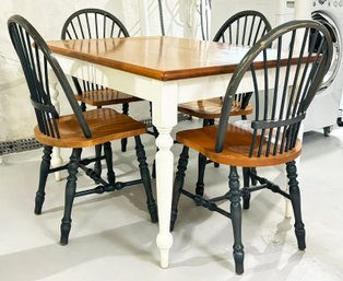 A Painted Mahogany Dining Table And Set Of 4 Chairs By Canadel