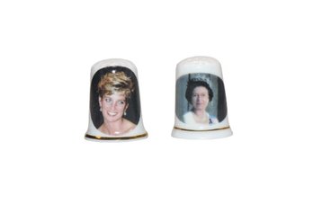 Princess Diana And Queen Elizabeth Porcelain Thimble