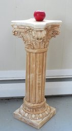 Ceramic Greco-Roman Column In A Bronzed On Cream Finish