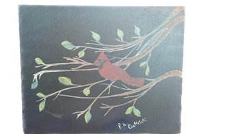 Large Original Signed Oil Painting Of A Cardinal By RA Ciaftetelli