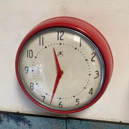 Red Russian Submarine Style Clock 9.5x3 By Infinity