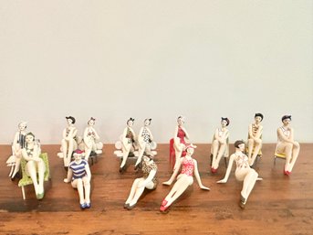 22 Piece -  Vintage Art Deco Mini Bathing Beauty Figurines Plus Accessories