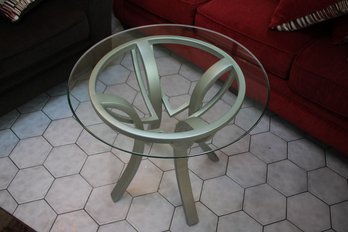 Stylish Metal Base Side Table With Beveled Glass Top - Lot 2