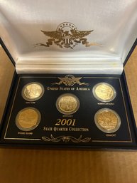 Beautiful 2001 24KT Gold Plated State Quarter Collection