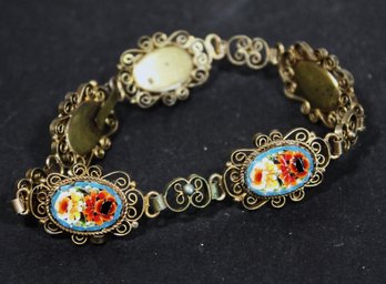 Vintage Italian Micro Mosaic Link Bracelet 7' Long