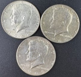 Lot Of 3 Kennedy Half Dollars 40% Silver 1965, 1966, 1967