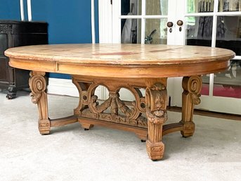 An Antique Carved Wood Neoclassical Extendable Dining Table