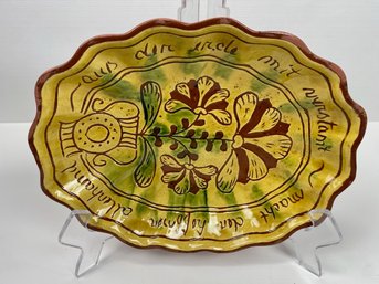 Breininger Redware Pottery Scalloped Dish, 1980, Signed