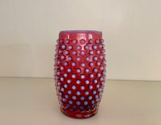 Vintage Fenton Art Glass Cranberry Hobnail Tumbler