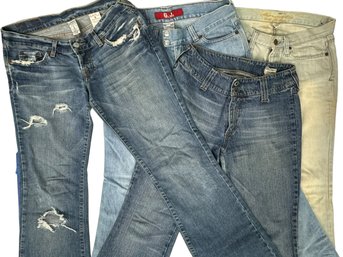 Vintage Low Waist Boot Cut Jeans Grouping Of 4 (Guess, Lucky, G Brand, Abercrombie & Fitch) - Sizes 7 & 8