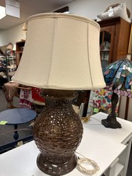 Large Ceramic Hi-gloss Basket Weave Lamp