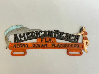 Cast Iron America Beach License Plate Topper