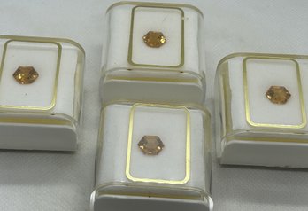 4 Large Vibrant Hexagonally Cut CITRINE GEMSTONES- 3 Carat Average In Sealed Capsules