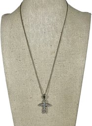 Fine Sterling Silver Chain Necklace Pendant CZ Cross