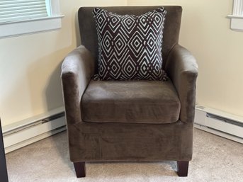 An Accent Chair In Chocolate Brown Microsuede