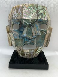 Vintage Mexican Aztec Inspired Abalone Panel Mask