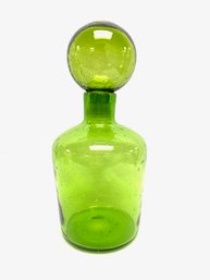 Vintage Hand-blown Green Bullicante Bottle