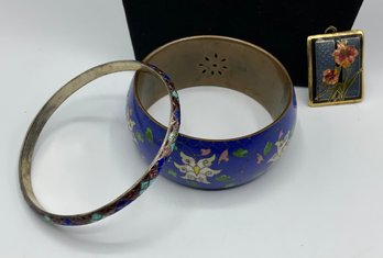 2 Cloisonne Bracelets & Cloisonne Pendant