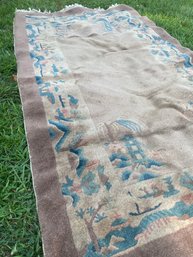 Vintage Hand Knotted Oriental Throw Rug
