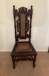 19th Century William And Mary Caned Tall Back Chair