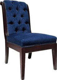 A Vintage Mahogany Side Chair In Tufted Velvet