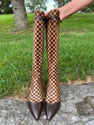 AUTHENTICATED Louis Vuitton Calf Hair High Heel Tall Boots Size 36.5