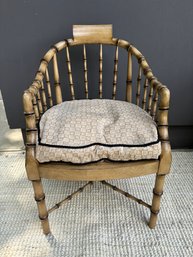 Vintage Faux Bamboo Armchair With Cushion